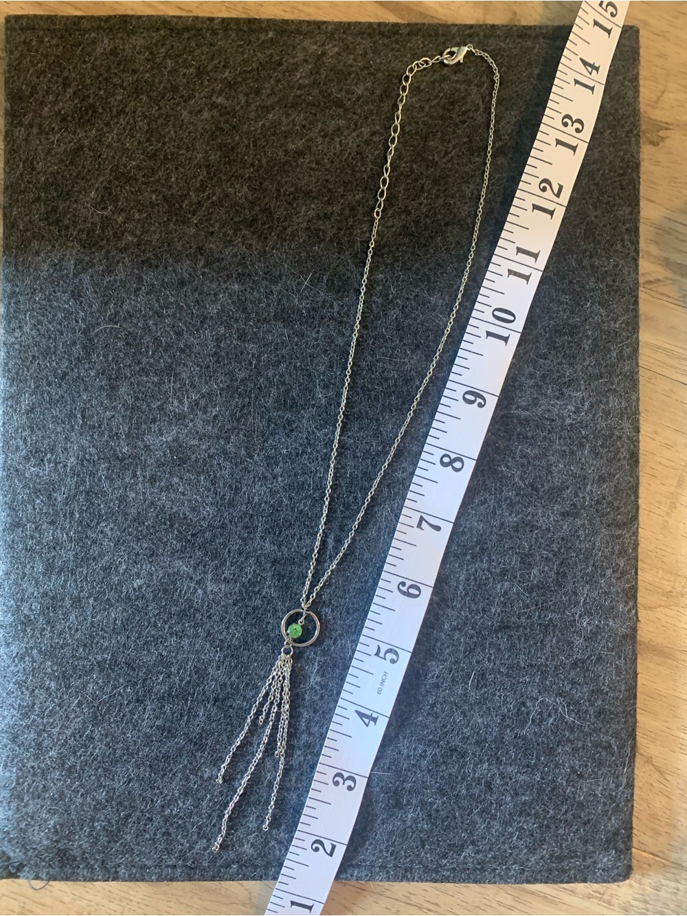 Silver Green Jewel Dangly Necklace - Picture 2 of 3